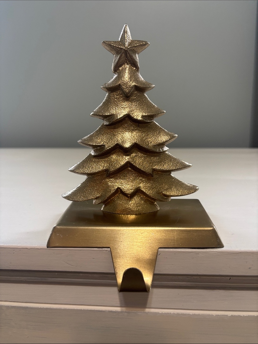 Gold Christmas Tree Stocking Holder Metal